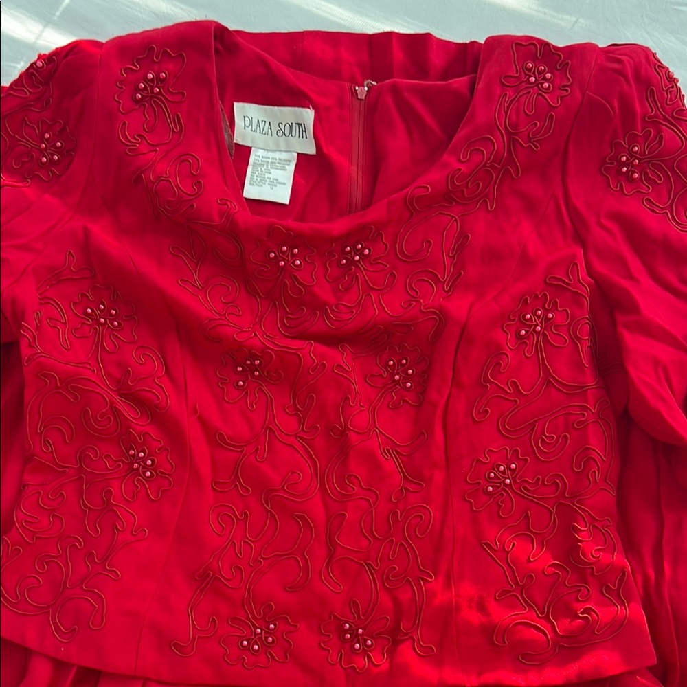 Red Embroidered Women's Top